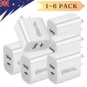 20W DUAL USB-C Type C PD Fast Wall Charger Adaptor QC3.0 For iPhone iPad Android