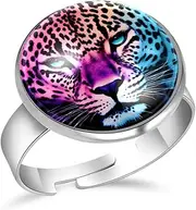 [FVQL] Ring for Women Girls, animal leopard, 0.67inch/1.7cm, Glass, glass