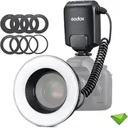 Godox ML-150II Macro LED Ring Flash Speedlite GN12 0.1-2s Recycle Time 5800K )200K for Sony Canon Nikon Fuji Olympus Panasonic DSLR Cameras for Video Production, Animal and Plant Photography