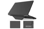 WASSUP Foldable Stand PU Leather + Plastic Hard Shell Laptop Case for MacBook Pro 14 Inch 2021-2024 Release (Grey)