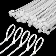 Armpow Pack of 100 300 mm x 3.6 mm Nylon Cable Ties, Self-Locking Plastic Cable Ties with 40 lbs Tensile Strength for Indoor and Outdoor Use (White)