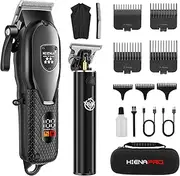 HIENA PRO Professional Hair Clippers Set for Men,Cordless Rechargeable Clippers Set and Trimmers Kit, Haircut Clipper Set for Barbers with LED Display, Gifts for Men