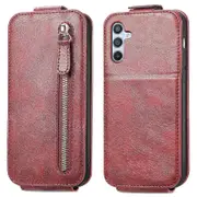 Vertical Flip Phone Case for Samsung Galaxy A14 5G/A14 4G Zipper Wallet Foldable Stand Cover