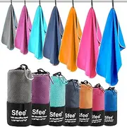 Sfee Microfiber Sport Travel Towel Set -(S M L XL)-Quick Dry Absorbent Compact Lightweight Soft Beach Yoga Bath Pool Hand Gym Golf Towels-Fit for Outdoors Fitness Hiking Camping +Carabiner