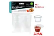 18 x 30ML Plastic Dressing Dipping Sauce Disposable Small Container Cup Lids Takeaway