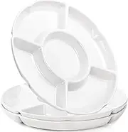 Pumtus 3 Pack Divided Serving Tray, 13 Inch Unbreakable Chip and Dip Platter, Melamine Appetizer Serving Plate, 5 Sectional Party Snack Relish Tray for Serving Food, Nuts, Candy, Dried Fruit, Veggies