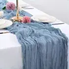 Bohemian Style Table Runner Blue Polyester Table Cloth Gauze For Wedding