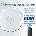 【亮博士】6-8坪 亮麗星晨 60W遙控吸頂燈 附遙控器/五種情境/八段調光(客廳 臥房 遙控吸頂燈)