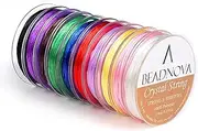 BEADNOVA 1mm Elastic Stretch Crystal String Cord for Jewelry Making Bracelet Beading Thread (12m/ Roll, Total 10 Rolls Mixed Color)