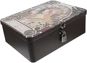 GETAJGHSD Box Tinplate Storage Box Chest with Lock Decorative Tins with Lids Mini Treasure Chest Storage with Lock Money Storage Cash Holder Storage Tins with Lids Keepsake Chest
