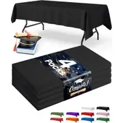 Black Plastic Table Cloth Rectangle Table 4 Pack,2.7m × 1.3m Tablecloth for 1.8m Tables,Table Cloth for Disposable Use,Table Cover
