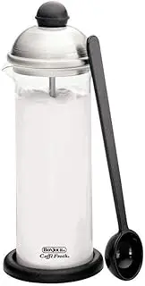 [BonJour] Coffee Glass and Stainless Steel Manual Milk Frother, 16-Ounce, Caffe Froth Monet
