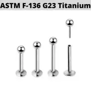 18G 3/8" TITANIUM THREADLESS PUSH IN 3MM BALL LABRET TRAGUS STUD