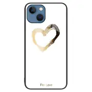 For iPhone 15 Tempered Glass Phone Case Pattern Design PC+TPU Shockproof Cover - For Love
