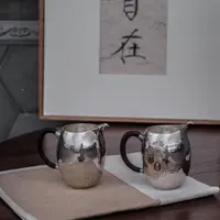 在飛比找ETMall東森購物網優惠-純銀公道杯茶海分茶器純手工高端銀茶具日式鷹嘴錘紋足銀茶道配件