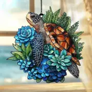 Turtle Acrylic Suncatcher, Window Decor for Ocean Lovers, Beach House Accent