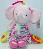Pink Elephant Rattle Stuffed Animal Plush Lovey #66895 Toy Baby Jingle Crinkle