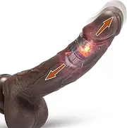 Lubisey Thrusting Dildo Vibrator with 5 Powerful Telescopic Speeds&10 Vibrations Sex Toy, Black Realistic Vibrating Dildo for G-spot and Stimulation, Thick Vibrating Dildos for Women Masturbation
