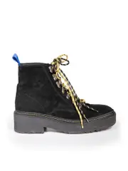 Black Suede Lace Up Combat Boots