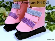 PINK Sparkle ROLLER BLADES / SKATES fits 18" American Girl DOLL SHOES