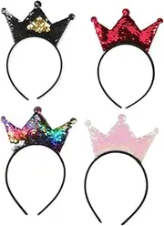 [SOESFOUFU] Crown Headdress Kids Sequin Hair Band with Paillette Hoop Stylish for Boys Girls