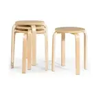 Set Of 4 Stackable Wooden Stools For Living And Dining Room Natural