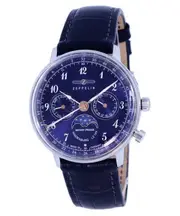 Zeppelin LZ129 Hindenburg Moon Phase Blue Dial Quartz Z70373 30M Ladies Watch