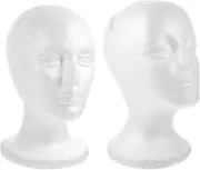 LALADEFIEE 2Pcs Foam Mannequin Head Hat Display Holder for Wigs Baseball Caps Sports Hats Durable Foam Design for Styling Painting Drying for Home Shops Salons