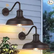 13.8'' Large Dusk to Dawn Outdoor Gooseneck Barn Light, 2-Pack Outdoor Wall