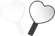2PCS Heart-Shaped Makeup Hand Mirror,Travel Handheld Mirror Portable Personal Cosmetic Mirror with Handle (White and Black)
