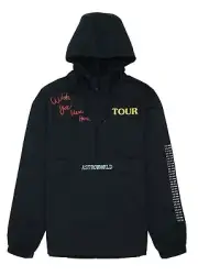 Travis Scott Astroworld No Bystanders Anorak Tour Hoodie Black 2XL New