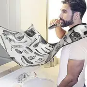 Beard Bib Beard Apron for Men Shaving, Waterproof and Non-Stick Beard Trimming Cape for Mess, Static Beard Hair Catcher with 2 Suction Cups, Man/husband/boyfriend (Sketch Style)