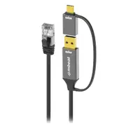 mbeat Tough Link 3m USB & USB-C to RJ45 Ethernet Cable CAT6 Space Grey