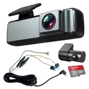 Elinz Dual Lens No Screen Dash Cam 1080P+720P WiFi App Control Supercapacitor Compact Discreet Car DVR 32GB Hardwire Kit