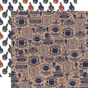 2 Sheets of Echo Park Paper FOOTBALL 12x12 Cardstock - Touchdown