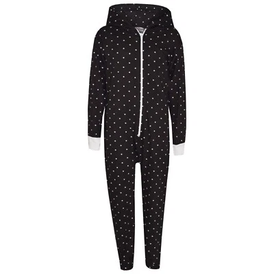 Kids Boys Polka Dot Cotton A2Z Onesie One Piece Black Hooded Jumpsuit 2-13 Years