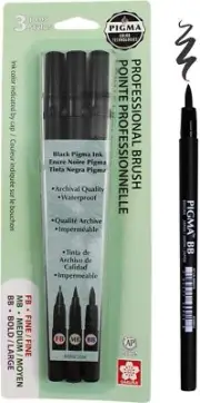 SAKURA Pigma Professional Brush Pens - Archival Black Ink -