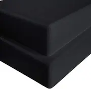 FLXXIE 2 Pack Microfiber Fitted Crib Sheets, Super Soft and Cozy Toddler Fitted Sheets for Standard Crib and Toddler Mattresses, 28x52, Black