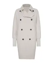 Brunello Cucinelli Monili Embellished Hand-Finished Coat IT44,IT42 pearlescent gray