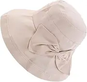 [DEARMAMY] 1Pc Fashionable Women Sun Hat Wide Brim Sunshade Hat for Outdoor Activities Protection Lightweight Fisherman Hat with Bow Detail Beige