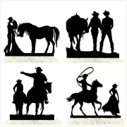 Cowboy And Cowgirl Funny Wedding Cake Topper With Horse Custom Bride & Groom