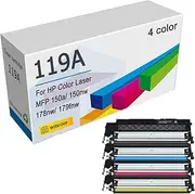 119A Toner Cartridges (with Chip) Replacement for HP W2090A W2091A W2092A W2093A Compatible for HP Color Laser MFP 150a 150nw 178nw 179fnw Printers,4 Color-1 Set
