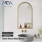 AC Arched Solid Wood Frame Make-up Wall Mounted Decor 4mm Mirror Bracket PICK UP