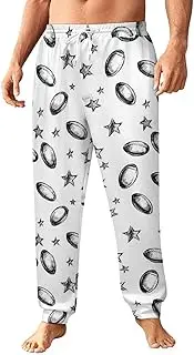 [Generic] Men's Sweatpants, Stars and Rugby Balls Pattern-12, Polyester Joggers, Sweatpants Jogging Pants for Workout Running