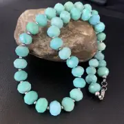 Chunky Sterling Silver Amazonite Bead Necklace Navajo Pearls 20" 13410