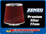 Zenzo Racing 3 Inch 77mm Performance Pod Air Filter Chrome Top Red Filter