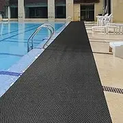 PVC Drainage Floor Mat Non-Slip Commercial Wet Area Mat for Outdoor and Indoor Restaurant Kitchen Bar Swimming Pool Splash Matting Water Drain Flooring Mat (Black, 3FTX10FT)