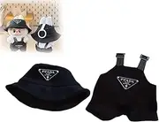 Kicttule Labubu Clothes Set for 17cm Doll, Ropa para Labubu Outfits ,Cute Clothes for Labubu, Black Hat and Black Overalls (No Doll) (Black)