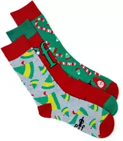 Elf Movie Buddy Elf Men's 3 Pair Crew Socks- Size 8-12