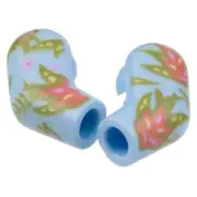 LEGO - (2) Bright Light Blue Minifigure Arms w/ Floral Pattern (1 Matching Pair)